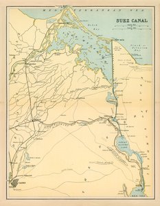قناة السويس (مطبوعة حجرية ملونة) بواسطة مدرسة اللغة الإنجليزية