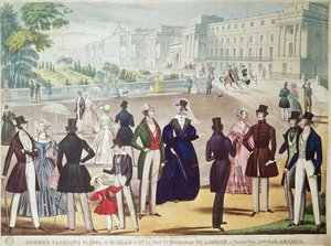أزياء صيفية لعام 1840 (نقش ملون) بواسطة مدرسة اللغة الإنجليزية