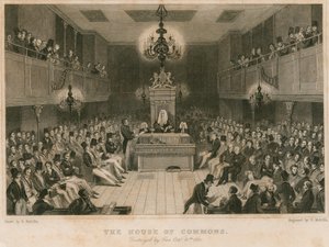 بيت العموم ، دمرته النيران ، 16 أكتوبر 1834 بواسطة مدرسة اللغة الإنجليزية