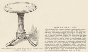 من المفترض أن تنتمي الطاولة إلى Shakspeare في Stratford-on-Avon (نقش) بواسطة مدرسة اللغة الإنجليزية
