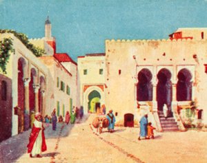طنجة، المحاكم الشرعية (طباعة حجرية ملونة) بواسطة مدرسة اللغة الإنجليزية