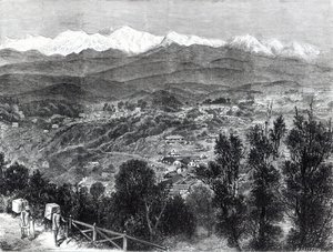 زراعة الشاي في الهند البريطانية - منظر دارجيلنغ من الجنوب ، 1876 بواسطة مدرسة اللغة الإنجليزية