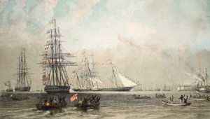 وصول اليخت الملكي قبالة جرافسيند ، 7 مارس 1863 ، من نصب تذكاري لزواج إدوارد السابع وألكسندرا من الدنمارك ، حانة. 1864