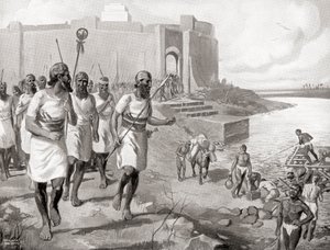 خروج الجيش الآشوري من مدينة آشور لمواجهة الساميين الغربيين، من تاريخ الأمم لهتشينسون، طبعة 1915 بواسطة مدرسة اللغة الإنجليزية