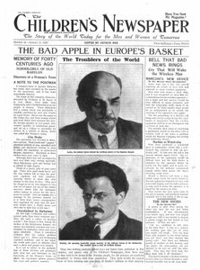 التفاحة السيئة في سلة أوروبا ، الصفحة الأولى من "جريدة الأطفال" ، يناير 1920 (ورق الصحف)