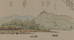ضفاف إيراوادي ، بورما ، 1886 (مرحاض مع قلم وحبر على ورق) بواسطة مدرسة اللغة الإنجليزية