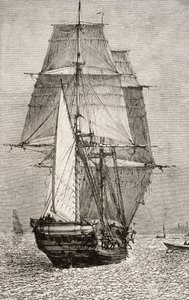 العميد HMS Beagle ، من "Journal of Researches" بقلم تشارلز داروين (1809-92) نشره نيلسون وأولاده ، 1890 بواسطة مدرسة اللغة الإنجليزية