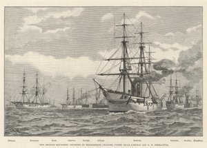The British Squadron cruising in Mozambique Channel under Rear-Admiral Sir E R Fremantle (engraving) بواسطة مدرسة اللغة الإنجليزية