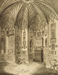 مجلس الوزراء ، منقوش بواسطة T. Morris ، من وصف Strawberry Hill بقلم هوراس والتون ، 1784 بواسطة مدرسة اللغة الإنجليزية