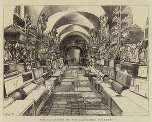 The Catacombs of the Capuchins, Palermo (engraving) بواسطة مدرسة اللغة الإنجليزية