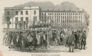 اجتماع الرسوم البيانية على كينينجتون كومون في عام 1848 ، جزء من الموكبة - تم رسمه في جسر بلاكفرايرز بواسطة مدرسة اللغة الإنجليزية