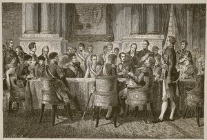 مؤتمر فيينا ، رسم توضيحي من Cassells Illustrated تاريخ إنجلترا (صورة بني داكن) بواسطة مدرسة اللغة الإنجليزية
