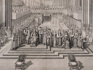 تتويج الملك جيمس الثاني (1633-1701) وزوجته الثانية ماري مودينا (1658-1718) 1685 بواسطة مدرسة اللغة الإنجليزية