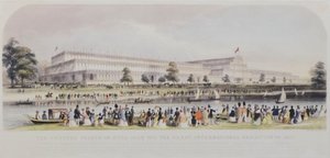 قصر كريستال بالاس في هايد بارك في المعرض الدولي الكبير لعام 1851 (مطبوعة) بواسطة مدرسة اللغة الإنجليزية