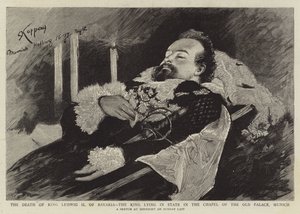 The Death of King Ludwig II of Bavaria, the King Lying in State in the Chapel of the Old Palace, Munich (engraving) بواسطة مدرسة اللغة الإنجليزية