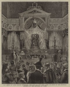 وفاة الملك فيكتور عمانويل ، جثة الملك الكذب في الدولة في Chapelle Ardente من Quirinal ، في روما بواسطة مدرسة اللغة الإنجليزية