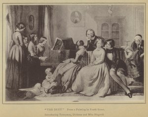 The Duet, from a Painting by Frank Stone, introducing Tennyson, Dickens and Miss Hogarth (litho) بواسطة مدرسة اللغة الإنجليزية