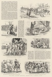 مناورات المتطوعين في عيد الفصح ، اسكتشات مع عمود زحف (نقش) بواسطة مدرسة اللغة الإنجليزية