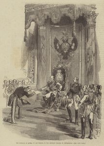 The Emperor of Russia on his Throne, in the Imperial Palace, St Petersburg (engraving) بواسطة مدرسة اللغة الإنجليزية