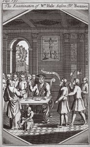 فحص Wm Hale قبل المطران Bonner ، توضيح من شهداء Foxes c.1703 بواسطة مدرسة اللغة الإنجليزية