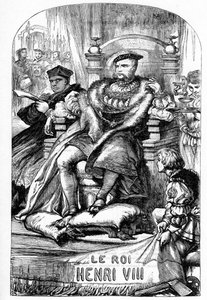 التاريخ الشهير لحياة الملك هنري الثامن - رسم توضيحي في "" الأعمال الكاملة لوليام شكسبير "" 1866 - الرسوم التوضيحية والشكل العام لهذه الطبعة مستعارة من شكسبير المصور لكاسيل ، والذي نُشر في لندن بواسطة مدرسة اللغة الإنجليزية