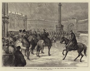 The Festivities at St Petersburg, Review of the Garrison Troops by the Czar before the Prince of Wales (engraving) بواسطة مدرسة اللغة الإنجليزية