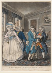 المقابلة الأولى ، أو التضحية بالسعادة من أجل الثروات ، 1784 (ميزان يدوي ملون) بواسطة مدرسة اللغة الإنجليزية