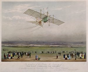 آلة الطيران ، Ariel ، من التصاميم التي أعدتها WS Henson في عام 1842 ، نشرتها Ackermann & Co. ، 1843 بواسطة مدرسة اللغة الإنجليزية