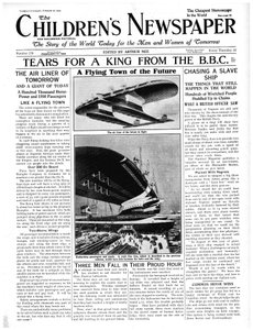مدينة المستقبل الطائرة ، الصفحة الأولى من "جريدة الأطفال" ، فبراير 1934 (ورق الصحف)