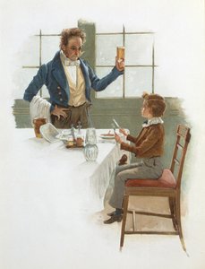 النادل الودود ، رسم توضيحي لديفيد كوبرفيلد (1850) بقلم تشارلز ديكنز (1812-1870) بواسطة مدرسة اللغة الإنجليزية