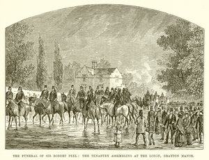 جنازة السير روبرت بيل: The Tenantry Assembling at the Lodge ، Drayton Manor بواسطة مدرسة اللغة الإنجليزية