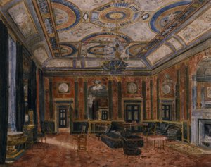 غرفة الرسم الزجاجية ، نورثمبرلاند هاوس ، حوالي عام 1870 (ألوان مائية) بواسطة مدرسة اللغة الإنجليزية