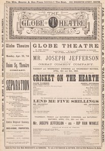 برنامج مسرح جلوب ، 21 أبريل 1884