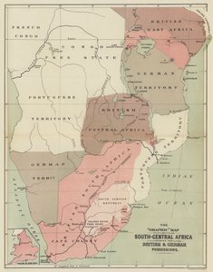 The Graphic Map of South-Central Africa shewing the British and German Possessions (colour litho) بواسطة مدرسة اللغة الإنجليزية