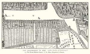 The Grassmarket عام 1646 (نقش) بواسطة مدرسة اللغة الإنجليزية