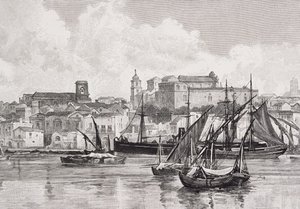 The Harbour ، برينديزي ، إيطاليا ، من "البحر الأبيض المتوسط الخلاب" ، المجلد 3 ، نشرتها شركة Cassell and Co. Ltd. ، 1880s-90s بواسطة مدرسة اللغة الإنجليزية