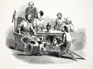 أحضر رئيس Llewelyn إلى إدوارد في Conway Castle ، حانة. القرن التاسع عشر (نقش الفولاذ) بواسطة مدرسة اللغة الإنجليزية