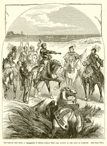 يقدم The Herald تحديًا للقتال الفردي من Lord Huntly إلى دوق Somerset بواسطة مدرسة اللغة الإنجليزية