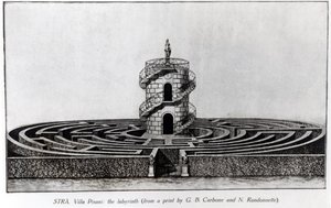 متاهة فيلا بيساني في سترا ، بعد طباعتها بقلم جيوفاني باتيستا كاربوني (1723-1783) ون. راندونيت بواسطة مدرسة اللغة الإنجليزية