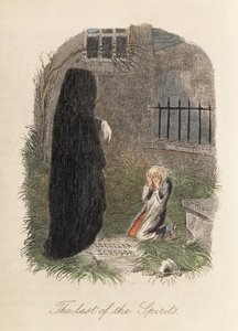 آخر الأرواح ، رسم توضيحي لعيد الميلاد كارول بقلم تشارلز ديكنز (1812-70) 1843 (نقش الألوان) بواسطة مدرسة اللغة الإنجليزية