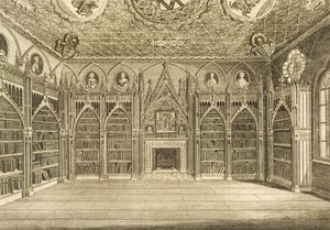 المكتبة ، نقشها جودفري ، من وصف تل الفراولة بقلم هوراس والبول ، 1784 بواسطة مدرسة اللغة الإنجليزية