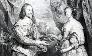 زواج هنرييتا وتشارلز ، نقشه G.Vertue بعد فان ديك ، 1742 بواسطة مدرسة اللغة الإنجليزية