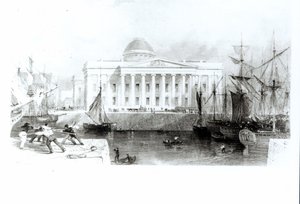 The Custom Custom House ، ليفربول ، c.1830 بواسطة مدرسة اللغة الإنجليزية