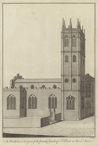 المنظر الشمالي الغربي لكنيسة أبرشية سانت ألبان في وود ستريت ، لندن بواسطة مدرسة اللغة الإنجليزية