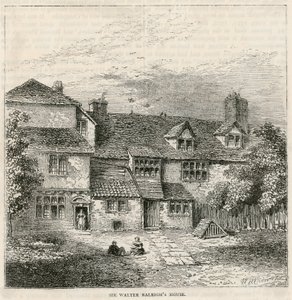 The Old Pied Bull (الخلفي) ، منزل السير والتر راليز بواسطة مدرسة اللغة الإنجليزية