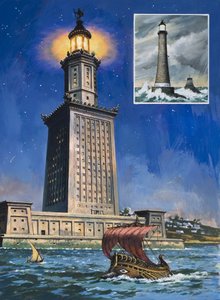 فاروس الإسكندرية (غواش على ورق) بواسطة مدرسة اللغة الإنجليزية