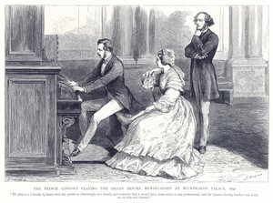 الأمير الأمير يلعب الجهاز قبل مندلسون في قصر باكنغهام ، 1842 بواسطة مدرسة اللغة الإنجليزية