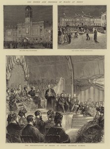 The Prince and Princess of Wales at Derby (engraving) بواسطة مدرسة اللغة الإنجليزية