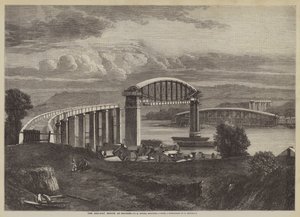 The Railway Bridge at Saltash, I K Brunel, Engineer (engraving) بواسطة مدرسة اللغة الإنجليزية