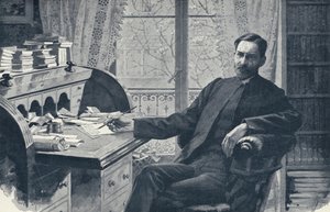 The Reverend Hugh Price Hughes in his Study (litho) بواسطة مدرسة اللغة الإنجليزية